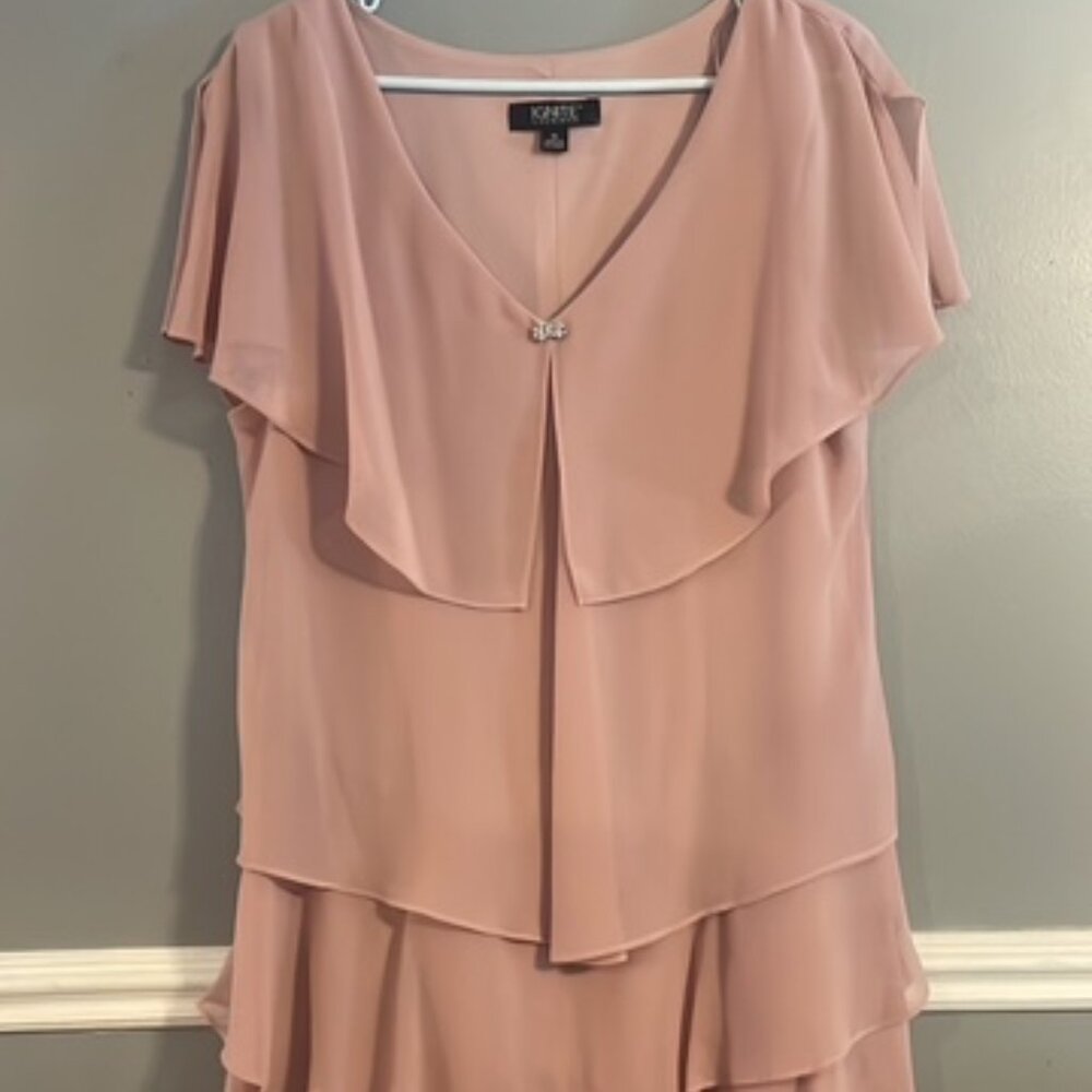 Ignite Evening tiered dress, Blush, size 16